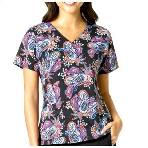 Vera Bradley Paisley Print Short Sleeve Scrub Top Women's Size S‎